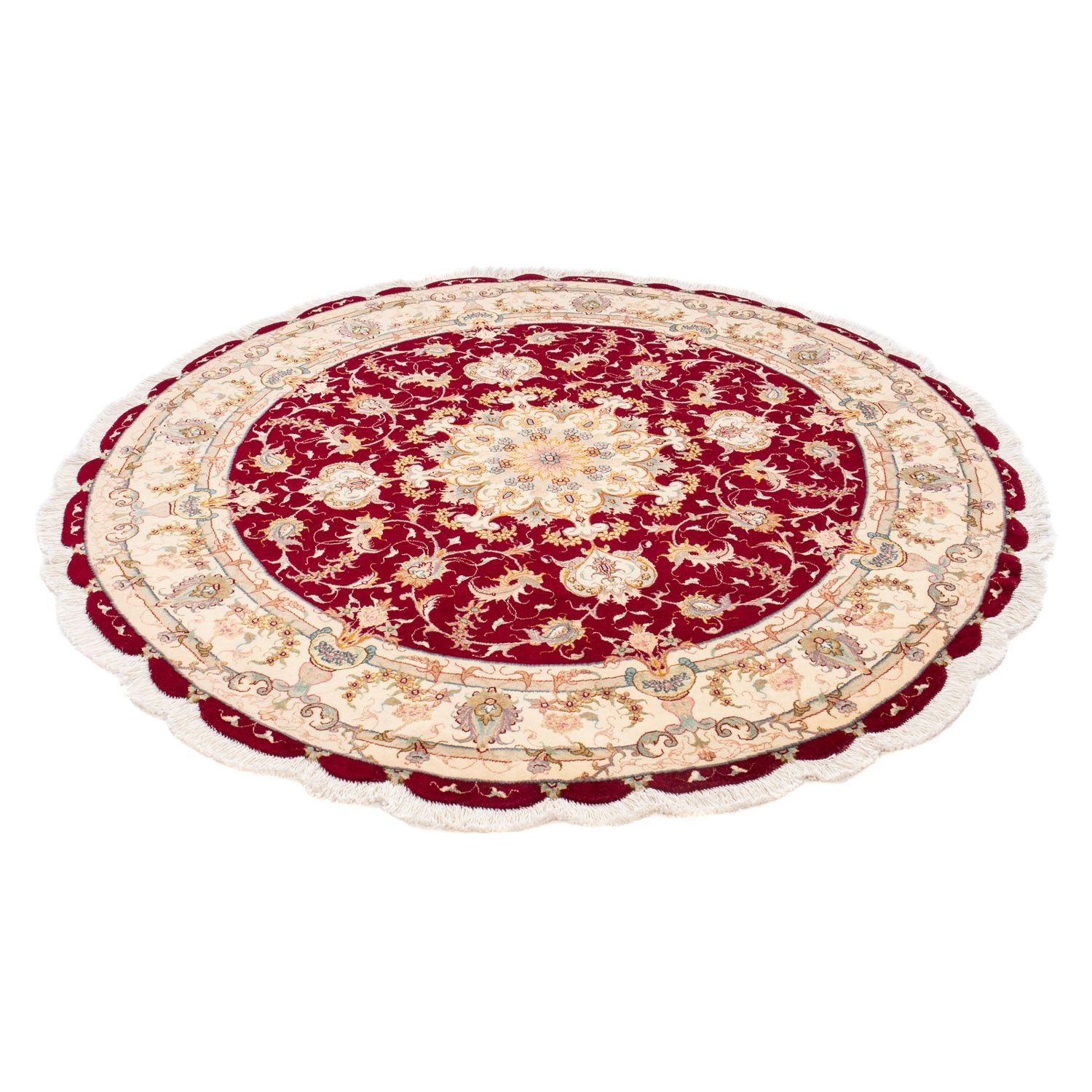 Tappeto Persero - Tabriz - Reale rotondo  - 150 x 150 cm - rosso scuro