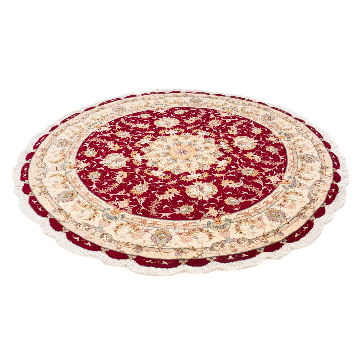 Tappeto Persero - Tabriz - Reale rotondo  - 150 x 150 cm - rosso scuro