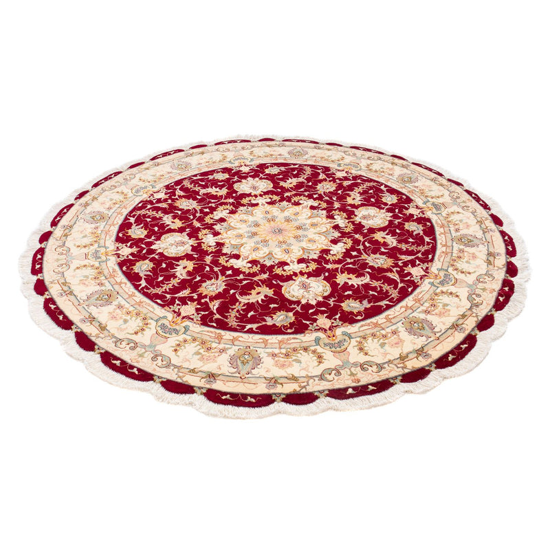 Tappeto Persero - Tabriz - Reale rotondo  - 150 x 150 cm - rosso scuro