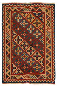 Tappeto Kelim - Orientale - 196 x 155 cm - rosso scuro
