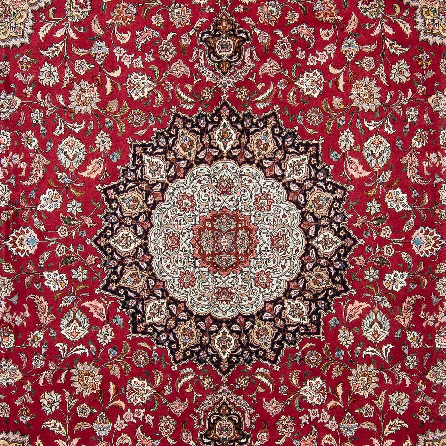 Tappeto Persero - Tabriz quadrato  - 303 x 300 cm - rosso scuro