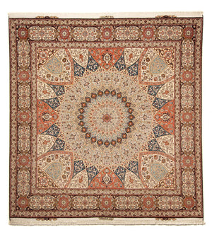 Tappeto Persero - Tabriz - Reale quadrato  - 264 x 253 cm - marrone chiaro