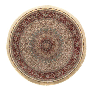 Tappeto orientale - Hereke rotondo  - 215 x 215 cm - marrone chiaro