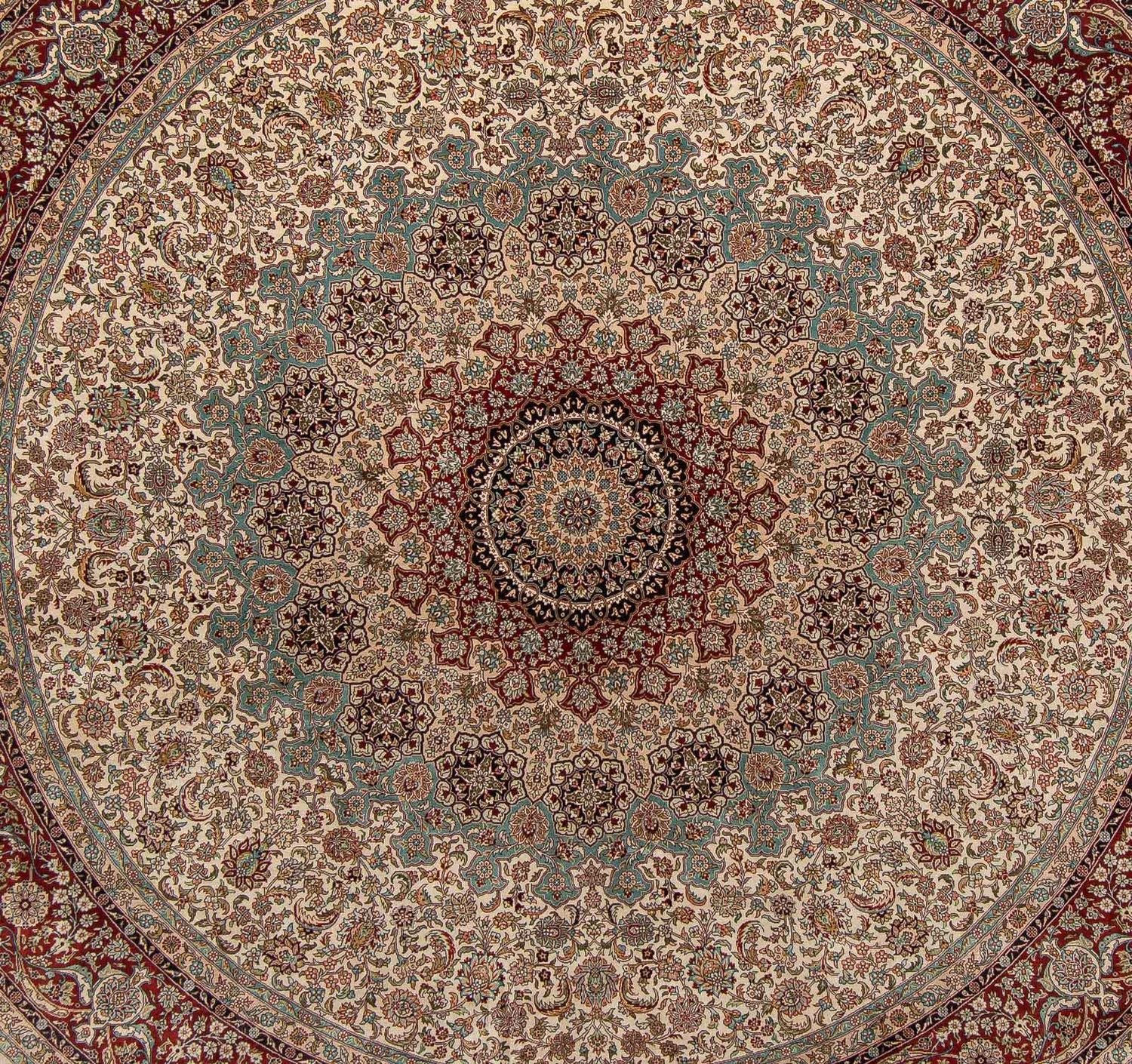 Tappeto orientale - Hereke rotondo  - 215 x 215 cm - marrone chiaro