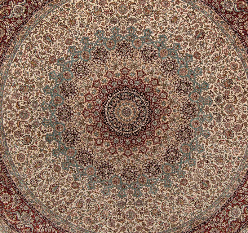 Tappeto orientale - Hereke rotondo  - 215 x 215 cm - marrone chiaro