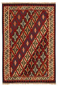 Tappeto Kelim - Orientale - 209 x 154 cm - rosso scuro