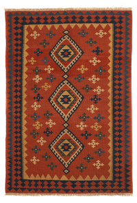 Tappeto Kelim - Orientale - 198 x 138 cm - rosso scuro