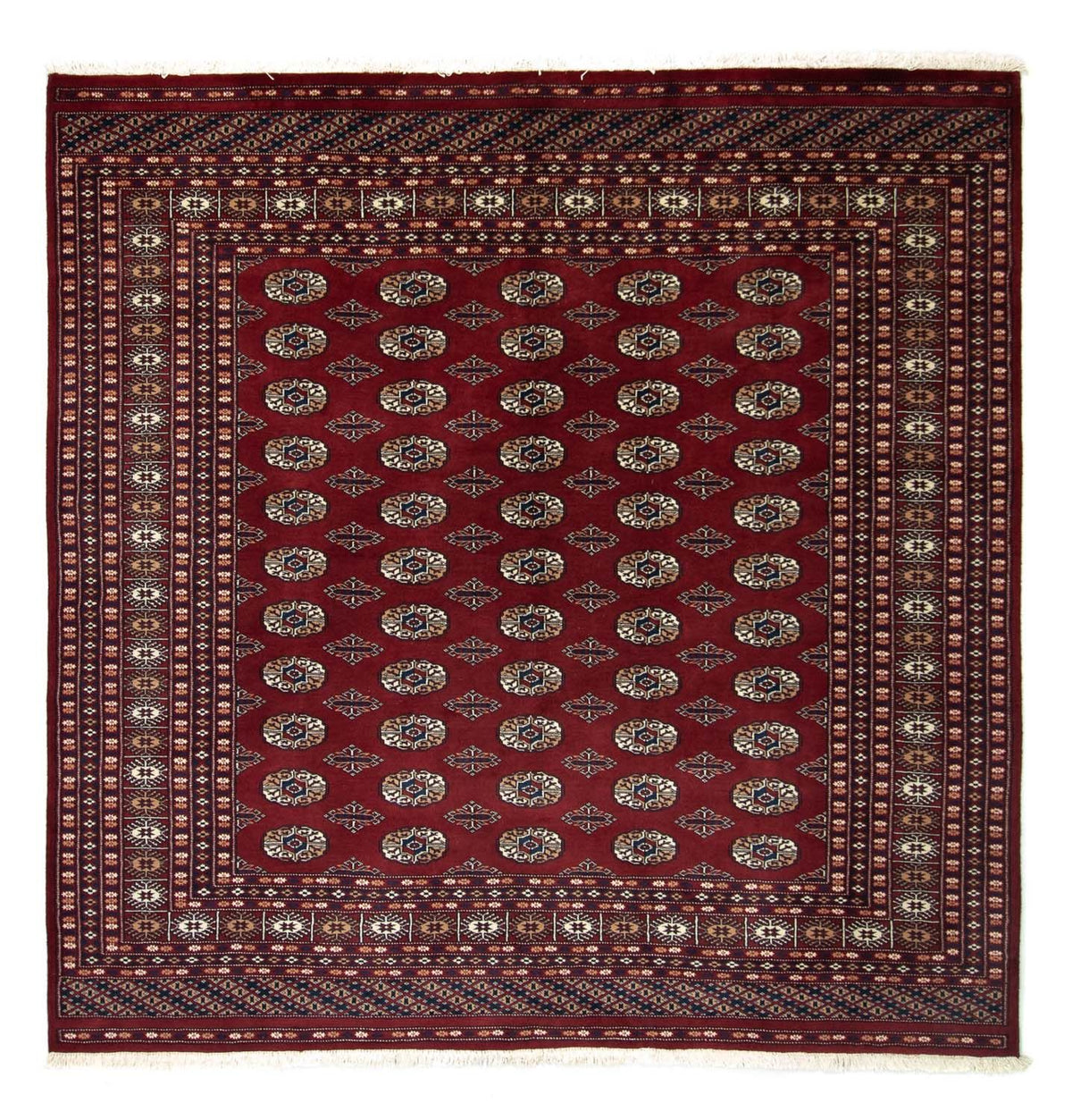 Tappeto afgano - Bukhara quadrato  - 203 x 199 cm - rosso