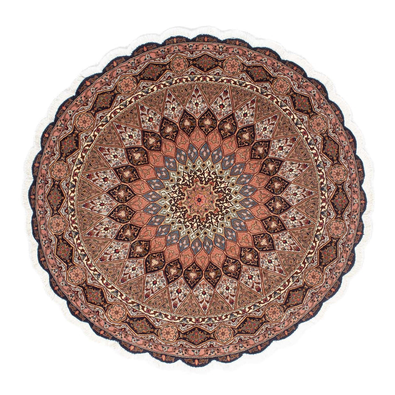 Tappeto Persero - Tabriz - Reale rotondo  - 150 x 150 cm - marrone