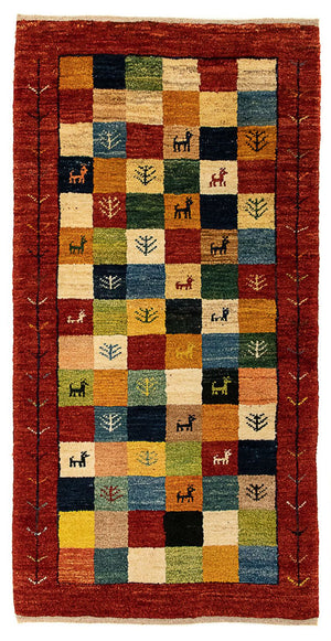 Tappeto Gabbeh - Persero - 136 x 72 cm - rosso scuro
