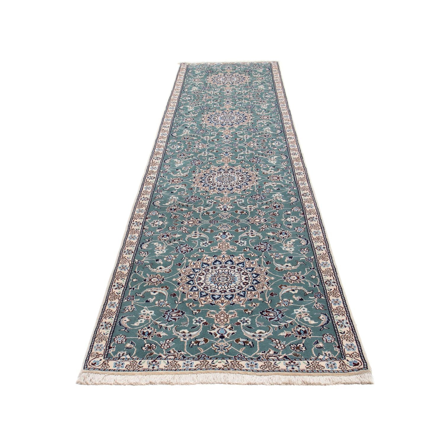 Tappeto corsia Tappeto Persero - Nain - Reale - 394 x 88 cm - blu chiaro