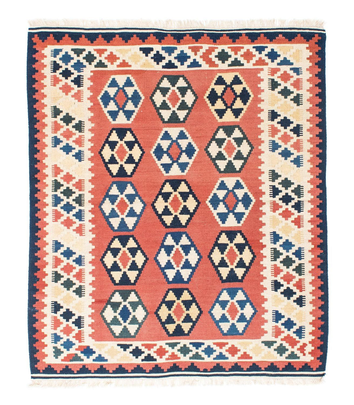 Tappeto Kelim - Orientale quadrato  - 148 x 121 cm - ruggine