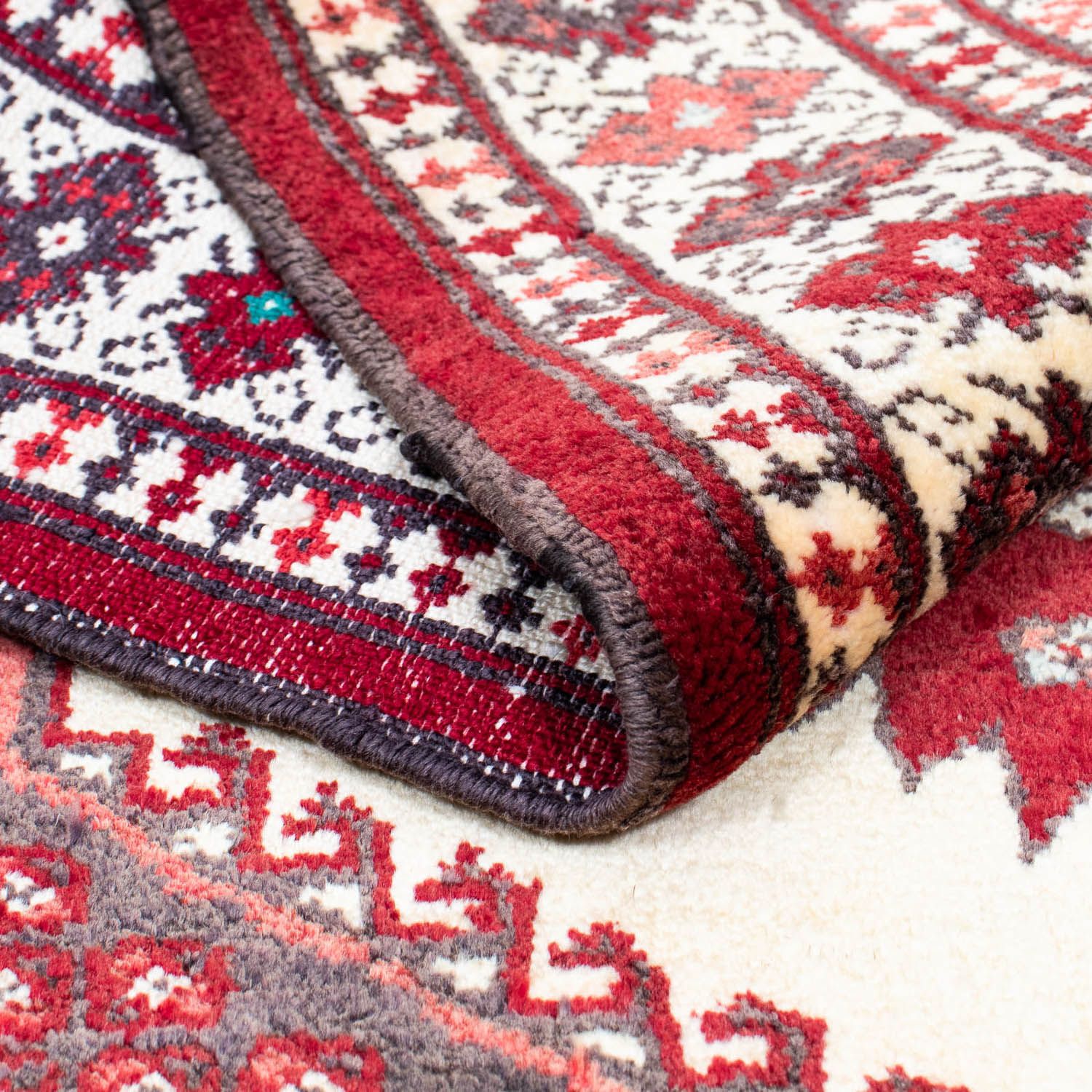 Tappeto Turkaman - 133 x 92 cm - rosso scuro