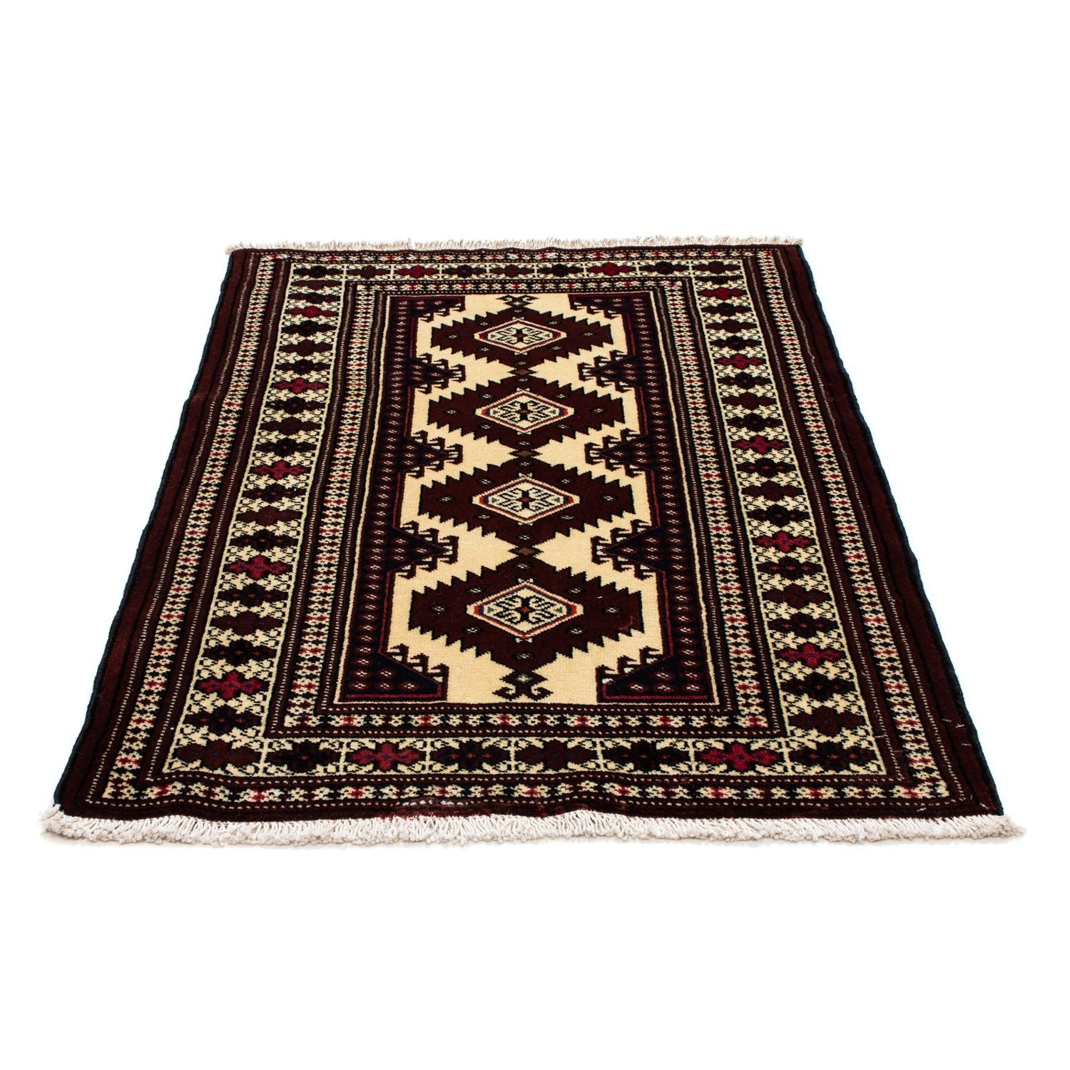 Tappeto Turkaman - 135 x 90 cm - rosso scuro