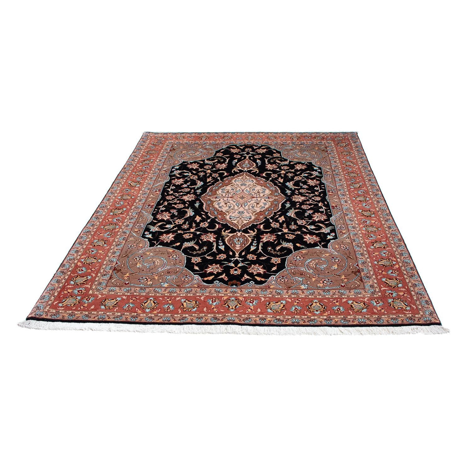 Tappeto Persero - Tabriz - Reale - 201 x 155 cm - blu scuro