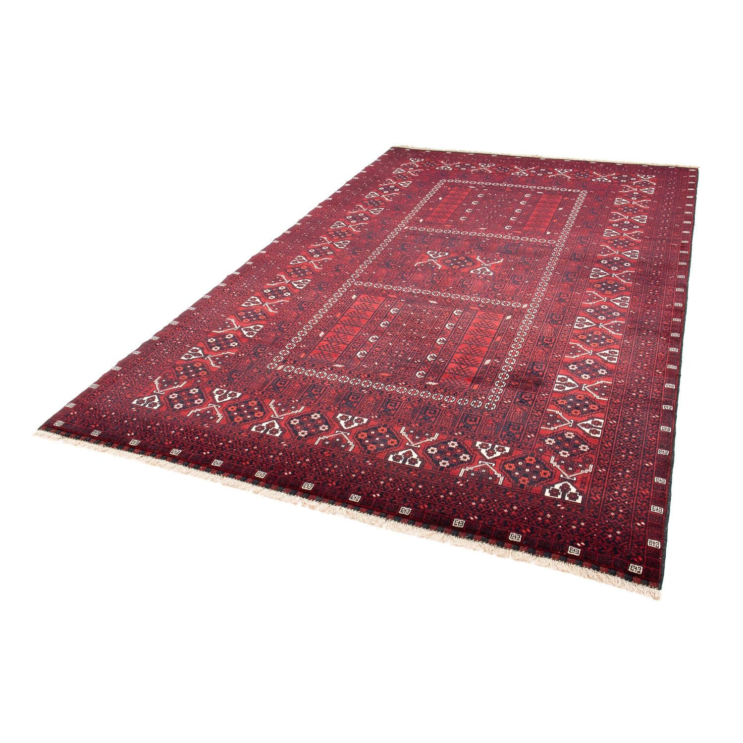 Tappeto Turkaman - 252 x 160 cm - rosso scuro