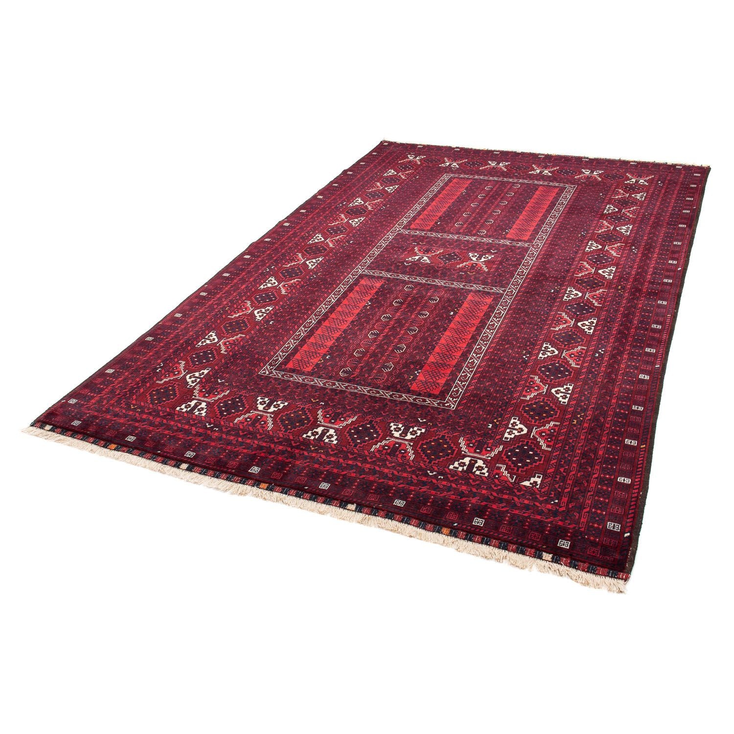 Tappeto Turkaman - 246 x 160 cm - rosso scuro