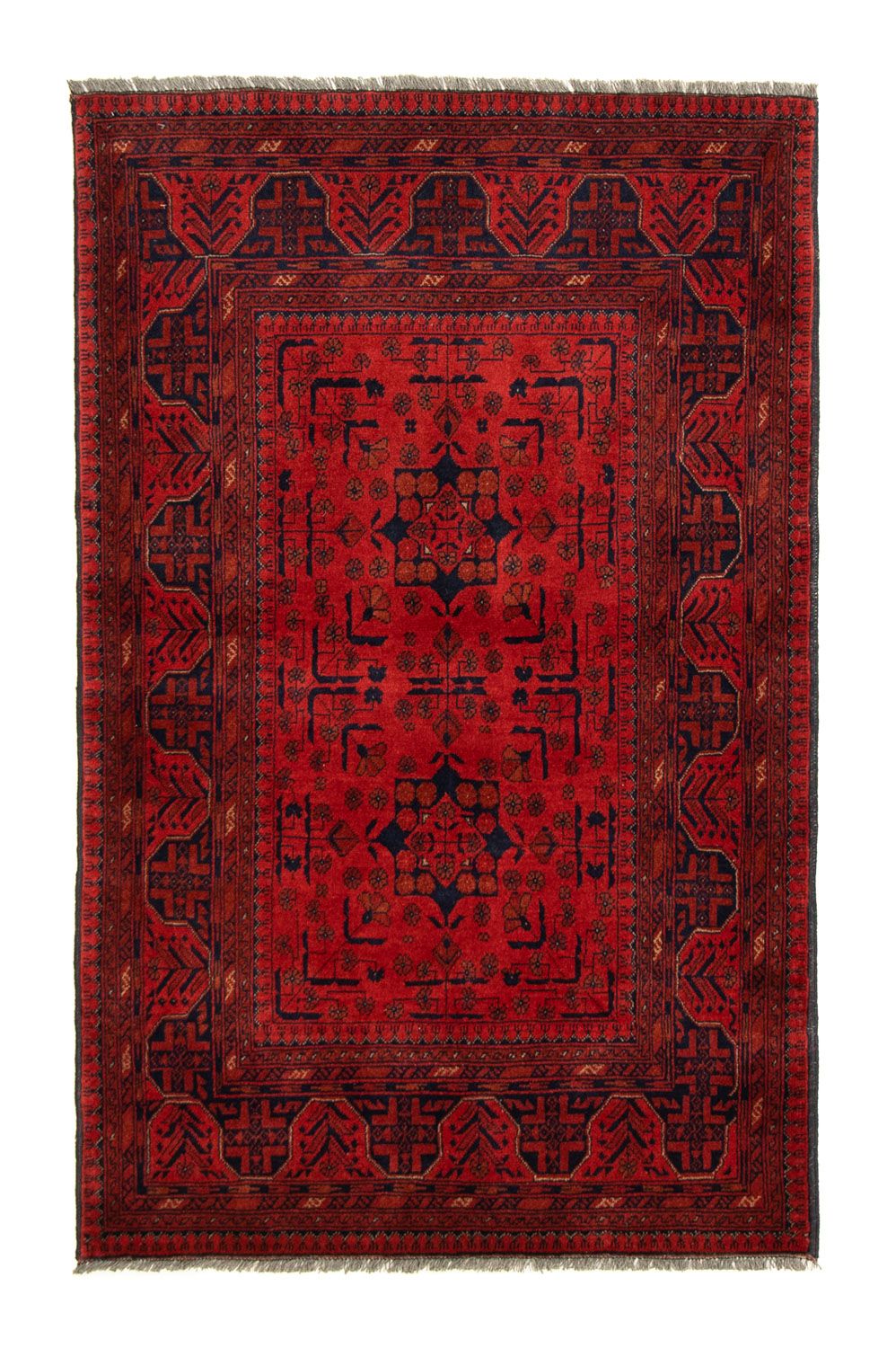 Tappeto afgano - Kunduz - 155 x 100 cm - rosso scuro