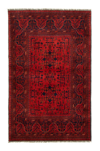 Tappeto afgano - Kunduz - 155 x 100 cm - rosso scuro