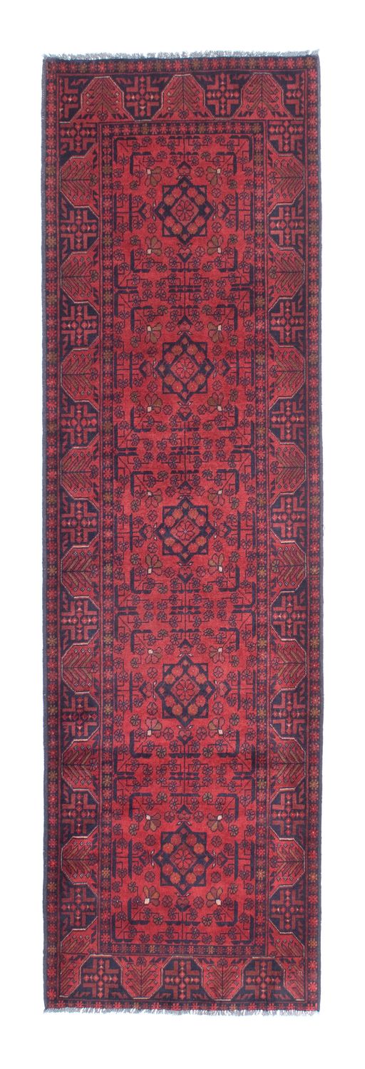 Tappeto corsia Tappeto afgano - Kunduz - 287 x 84 cm - rosso scuro