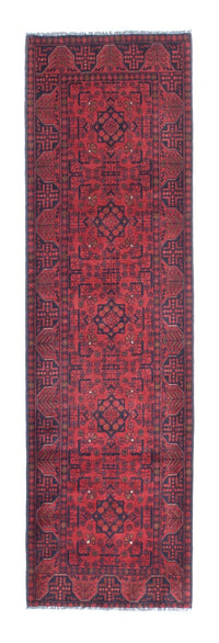Tappeto corsia Tappeto afgano - Kunduz - 287 x 84 cm - rosso scuro