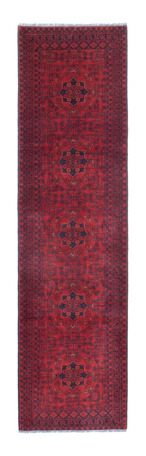 Tappeto corsia Tappeto afgano - Kunduz - 288 x 80 cm - rosso scuro