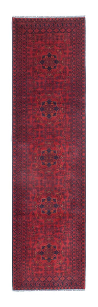 Tappeto corsia Tappeto afgano - Kunduz - 288 x 80 cm - rosso scuro
