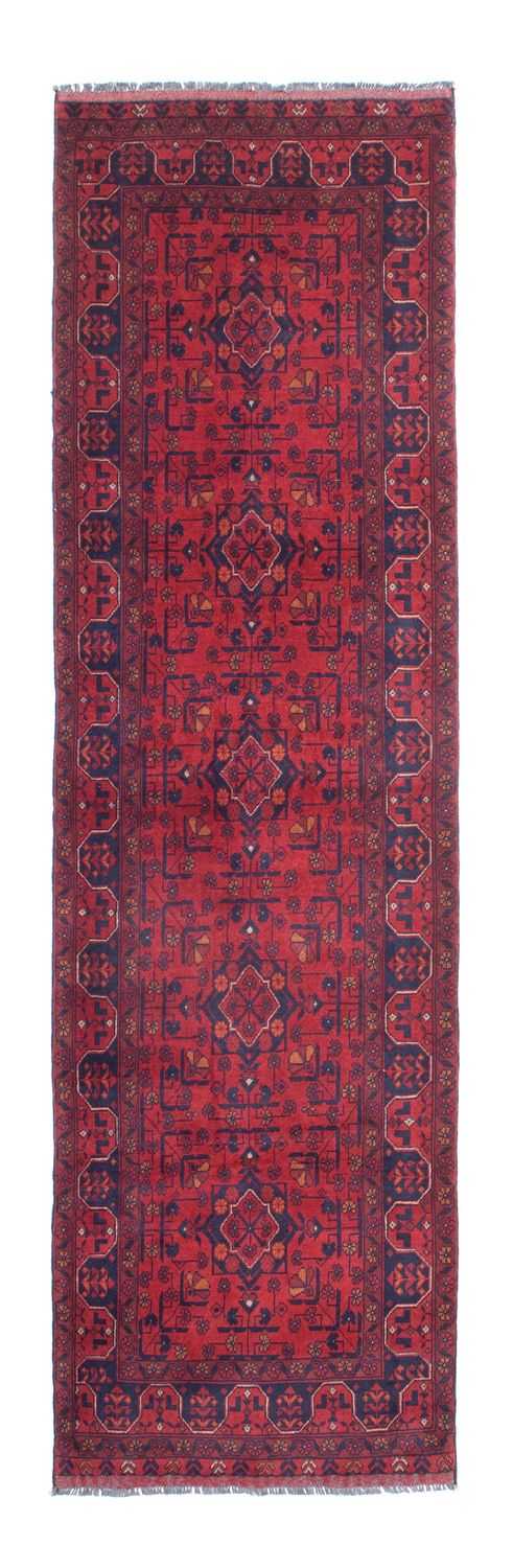 Tappeto corsia Tappeto afgano - Kunduz - 285 x 83 cm - rosso scuro
