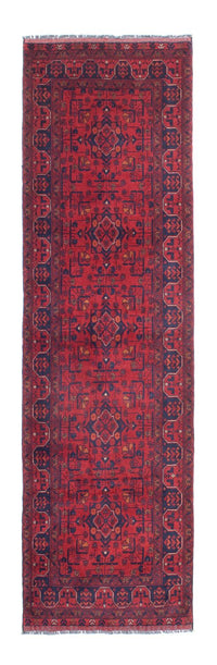 Tappeto corsia Tappeto afgano - Kunduz - 285 x 83 cm - rosso scuro