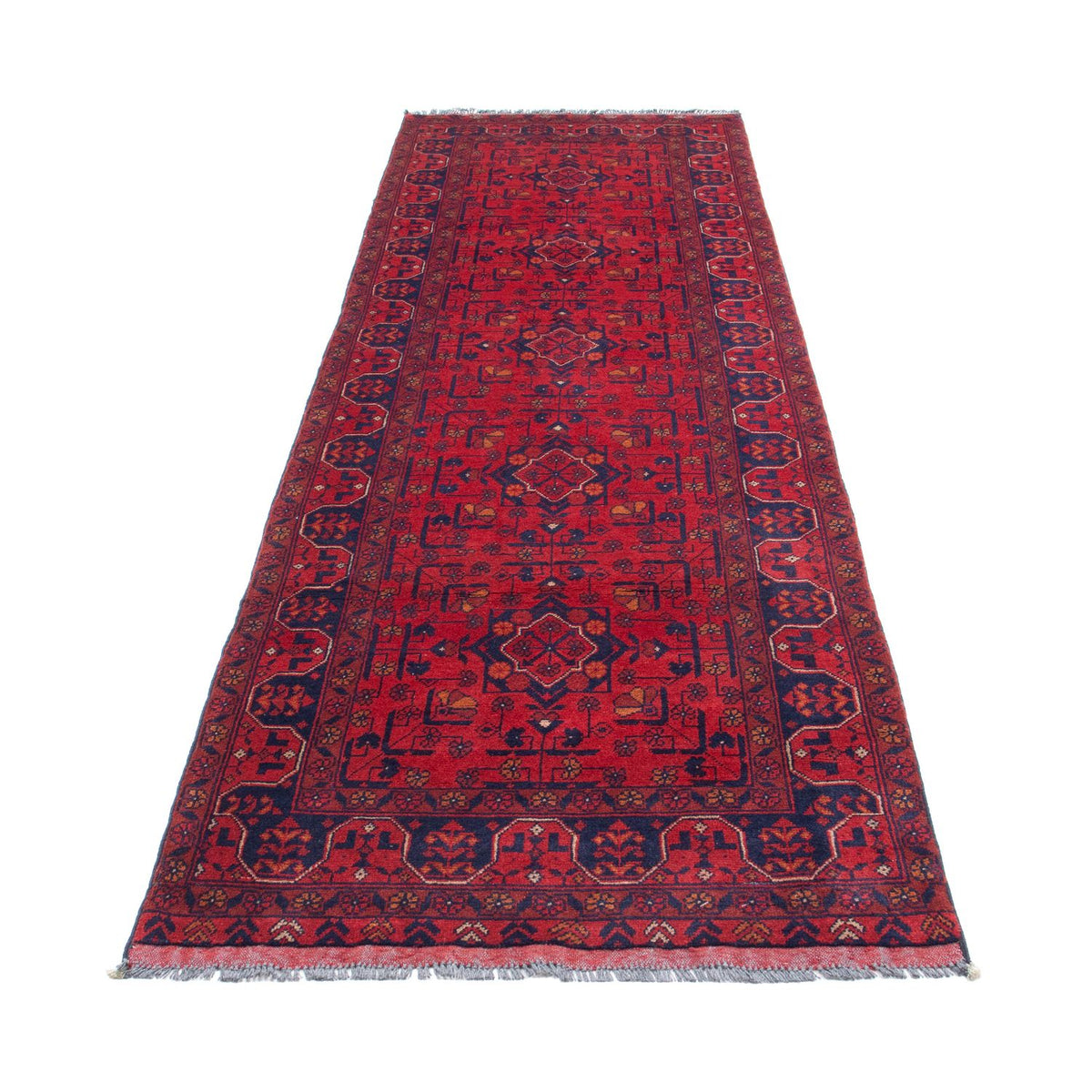 Tappeto corsia Tappeto afgano - Kunduz - 285 x 83 cm - rosso scuro