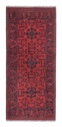 Tappeto corsia Tappeto afgano - Kunduz - 190 x 83 cm - rosso scuro
