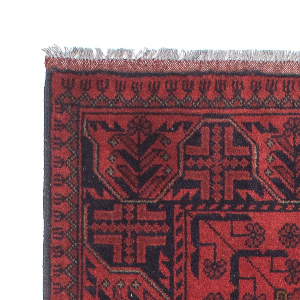 Tappeto corsia Tappeto afgano - Kunduz - 190 x 83 cm - rosso scuro