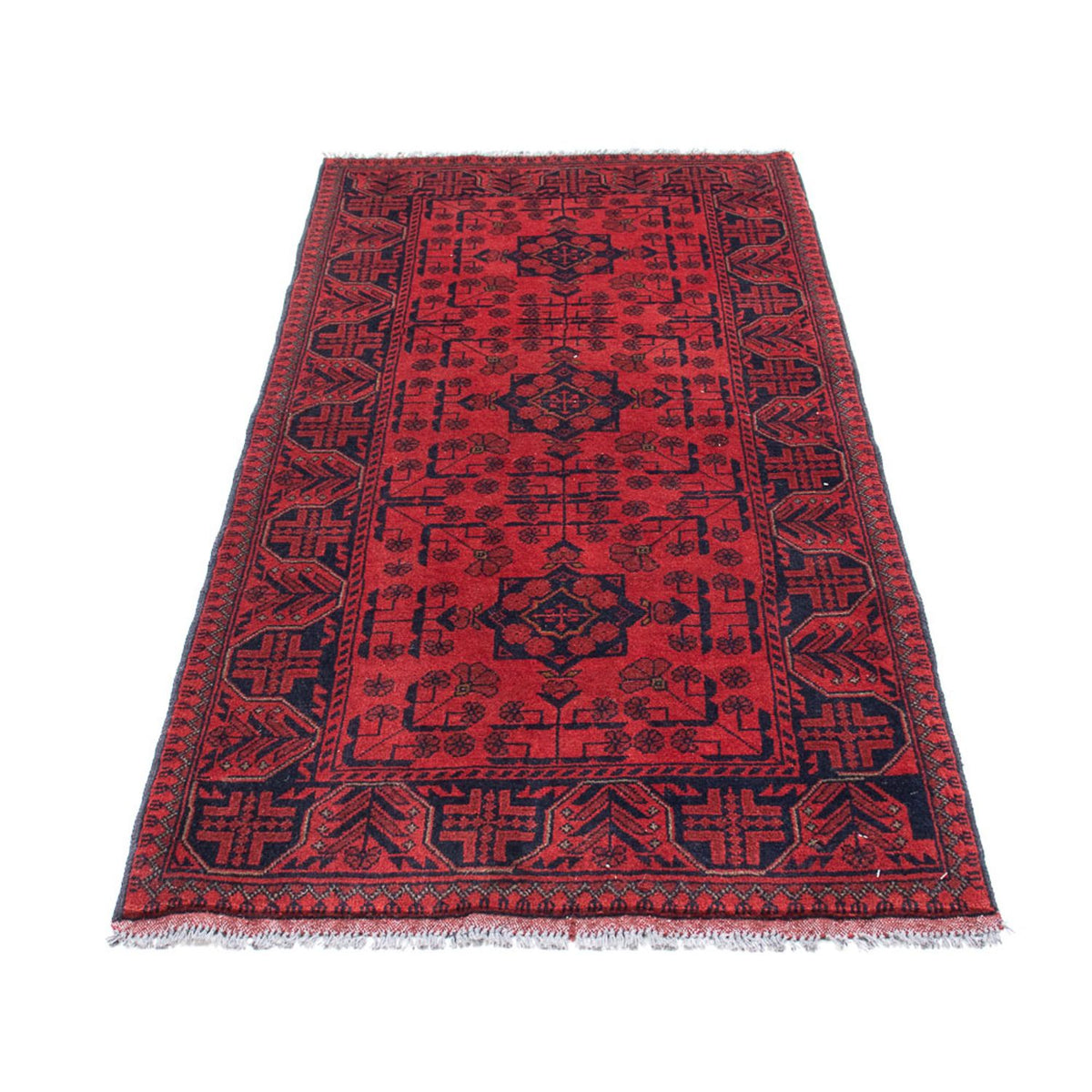 Tappeto corsia Tappeto afgano - Kunduz - 190 x 83 cm - rosso scuro