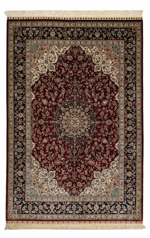 Tappeto di seta - seta cinese - 198 x 137 cm - rosso scuro