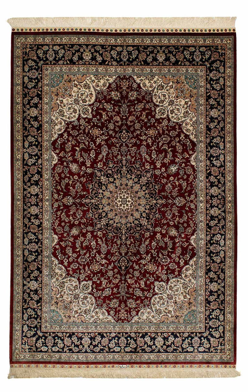 Tappeto di seta - seta cinese - 198 x 137 cm - rosso scuro