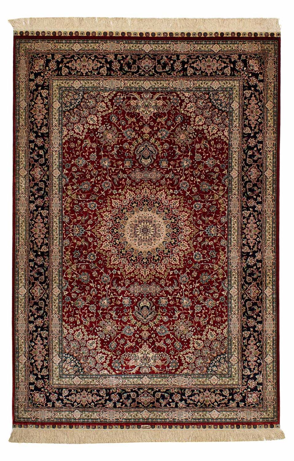 Tappeto di seta - seta cinese - 183 x 122 cm - rosso scuro