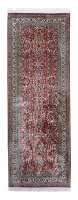 Tappeto corsia Tappeto di seta - Seta del Kashmir - 179 x 64 cm - rosso scuro