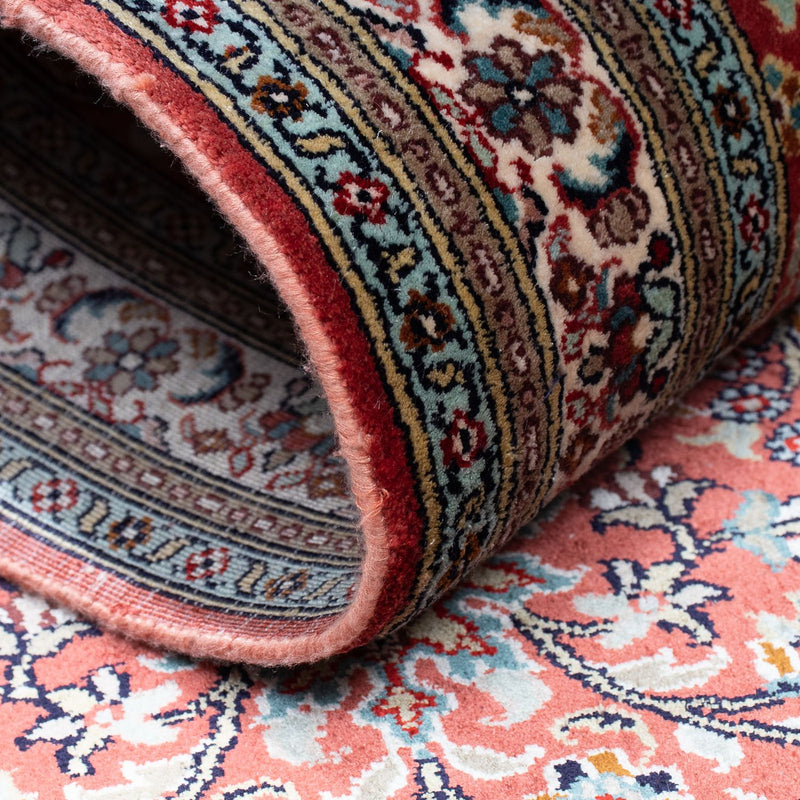 Tappeto corsia Tappeto di seta - Seta del Kashmir - 179 x 64 cm - rosso scuro