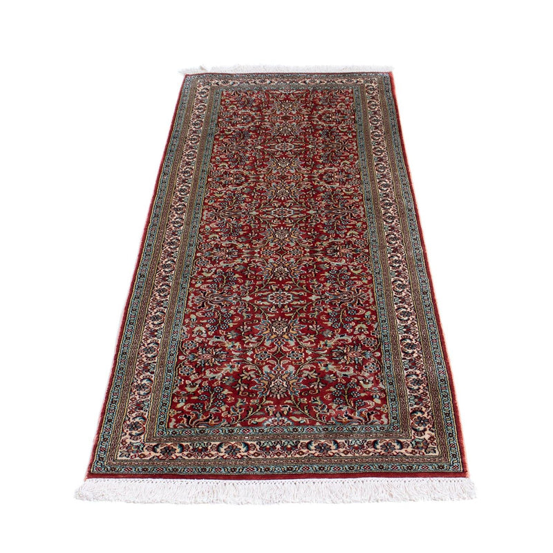 Tappeto corsia Tappeto di seta - Seta del Kashmir - 179 x 64 cm - rosso scuro