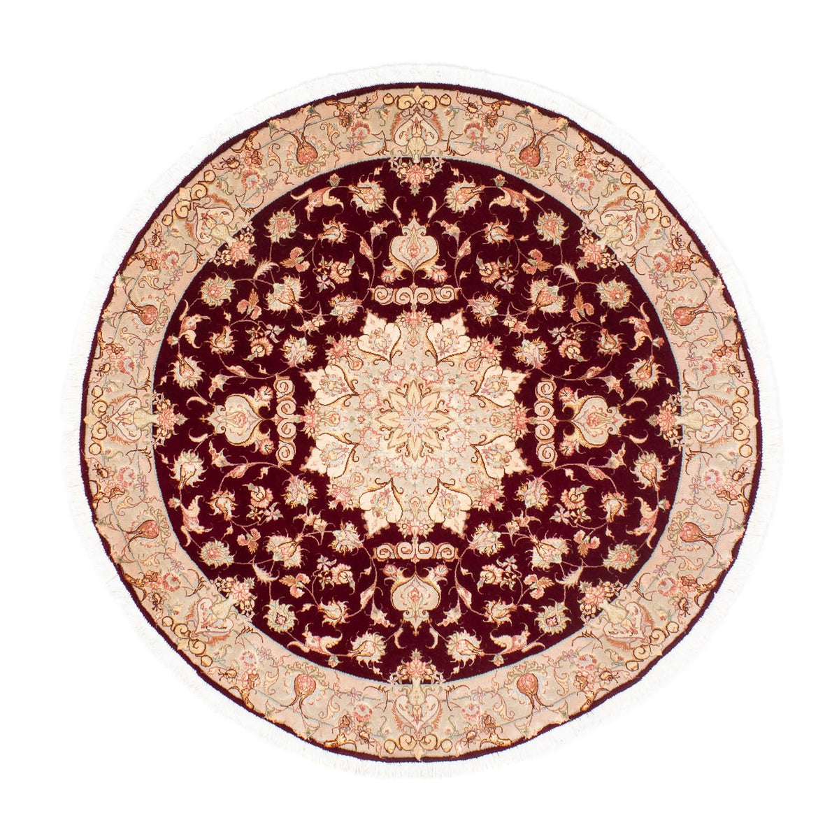 Tappeto Persero - Tabriz - Reale rotondo  - 150 x 150 cm - rosso scuro