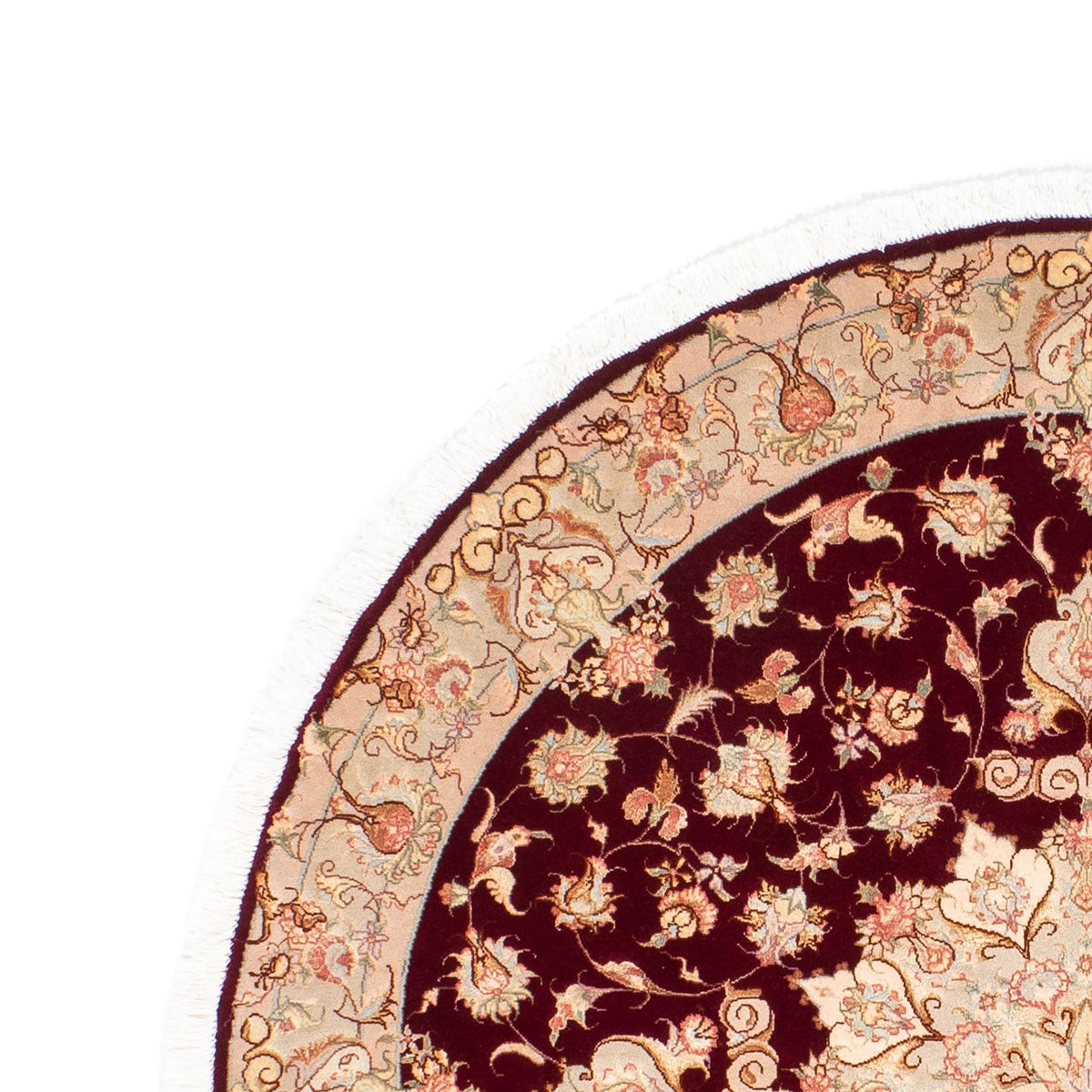 Tappeto Persero - Tabriz - Reale rotondo  - 150 x 150 cm - rosso scuro