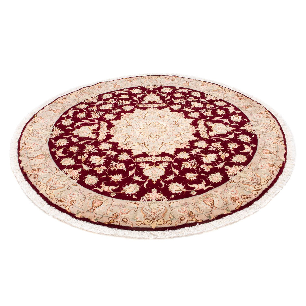 Tappeto Persero - Tabriz - Reale rotondo  - 150 x 150 cm - rosso scuro