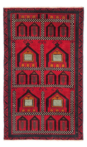 Tappeto Belutsch - 132 x 81 cm - rosso scuro