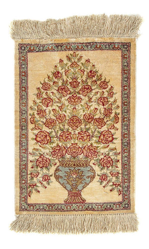 Tappeto di seta - Ghom seta - Premio - 42 x 31 cm - beige