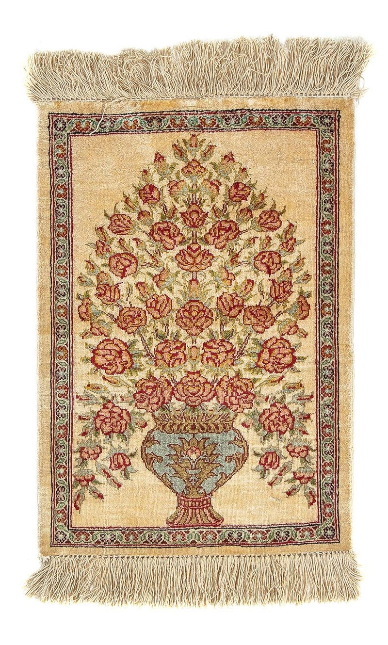 Tappeto di seta - Ghom seta - Premio - 42 x 31 cm - beige