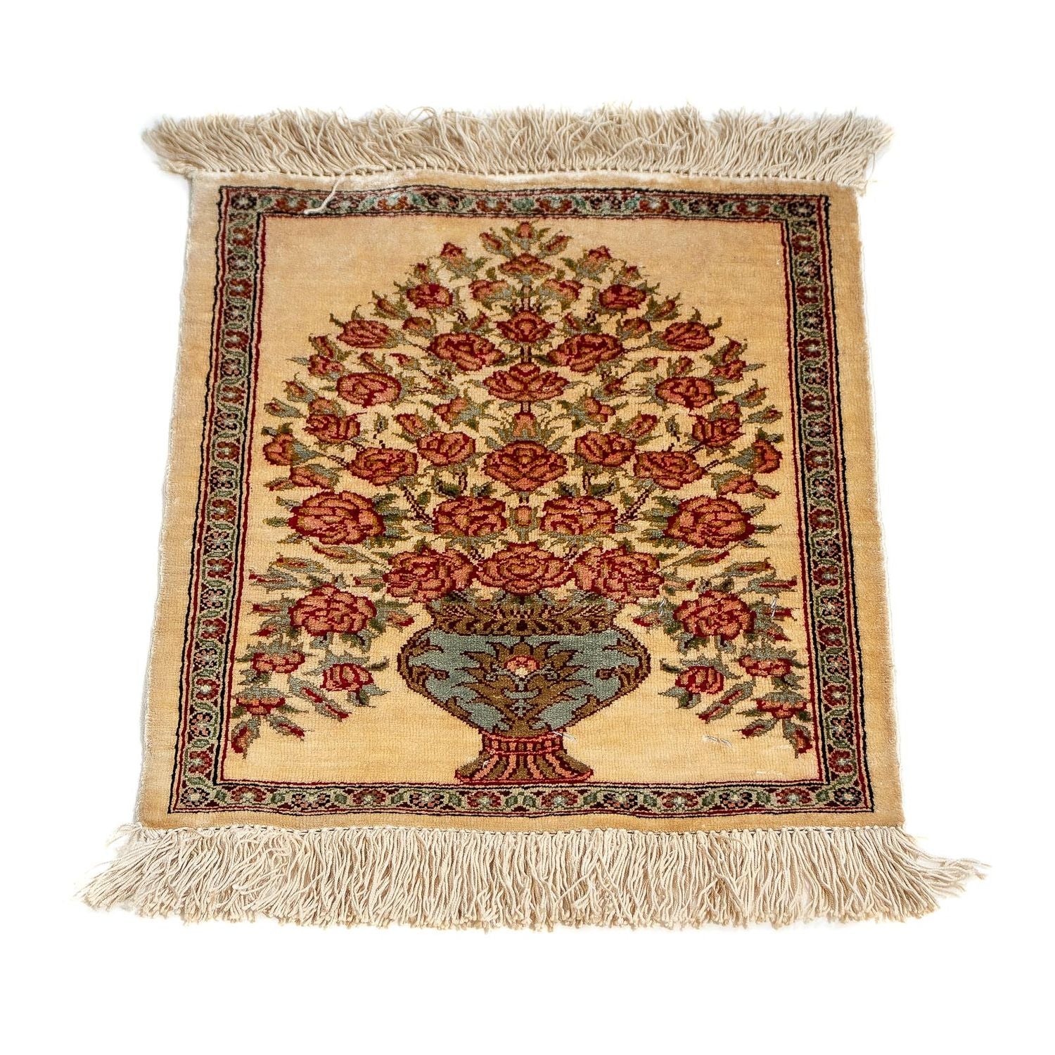 Tappeto di seta - Ghom seta - Premio - 42 x 31 cm - beige