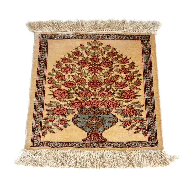 Tappeto di seta - Ghom seta - Premio - 42 x 31 cm - beige