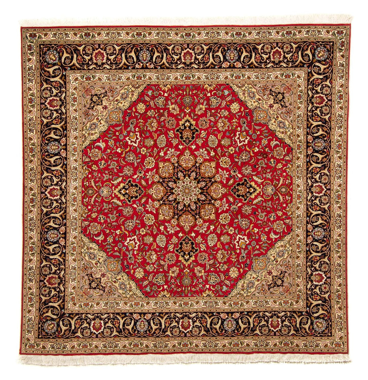 Tappeto Persero - Tabriz - Reale quadrato  - 203 x 203 cm - rosso