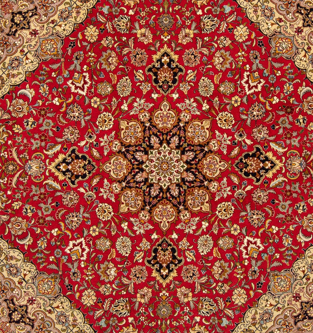 Tappeto Persero - Tabriz - Reale quadrato  - 203 x 203 cm - rosso