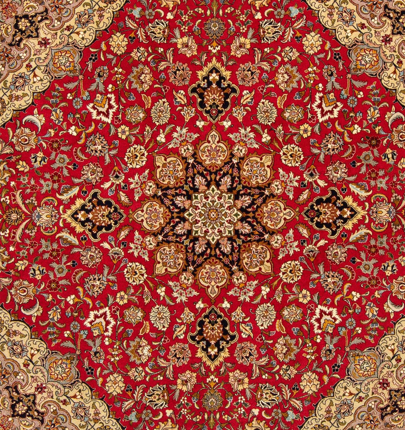 Tappeto Persero - Tabriz - Reale quadrato  - 203 x 203 cm - rosso